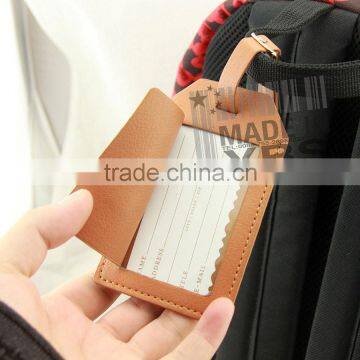 Brown PU leather bagagge tag for travel