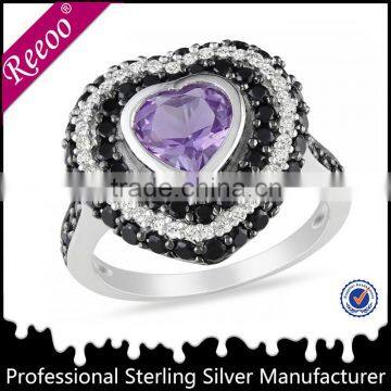 Black Clear CZ Zebra Design Dome Cocktail Ring