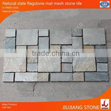 natural slate tile flooring on mesh landscaping stone