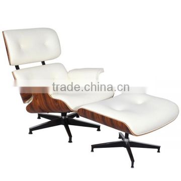 Famous Wood Chair Walnut Wood/Rose Wood Black Leather Lounge Chair and Ottoman