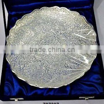 Silver Plated Brass Fruit Candy & Nut Bowl in Velvet Box for Corporate Gifts