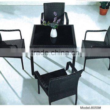 5pc PE rattan/ wicker/plastic cheap garden chair restaurant chair with table