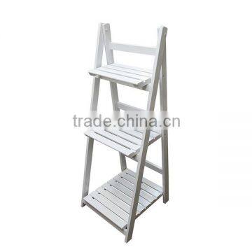 Wooden White Garden 3 Tier Shelf Plant Pot Rack Stand