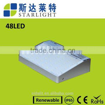 48 led aluminum pad ip65 600LM 4400mah PIR sensor + Light control+weak light solar motion sensor led outdoor light