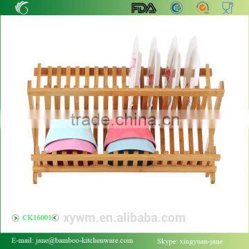 Bamboo Folding Dish Rack Dish Drying Rack Holder Utensil Drainer