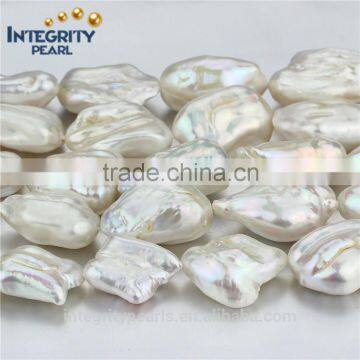 around 16mm large big size irregular reborn natural biwa pearl strand