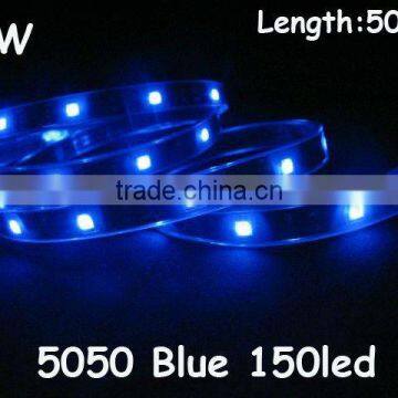 5050 BLUE silicon tube waterproof IP67 30LEDs/m 150LEDs/roll flexible strip with DC12V and yellow FPC