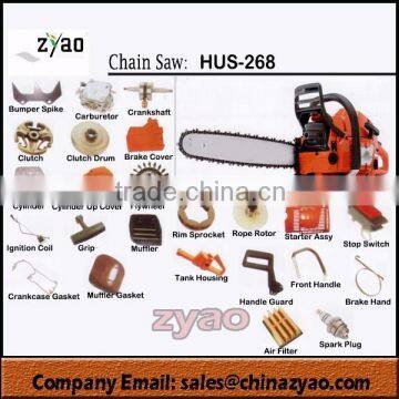 spare parts for HUS268 chainsaw, Husqvarna268 gasoline chain saw spare parts