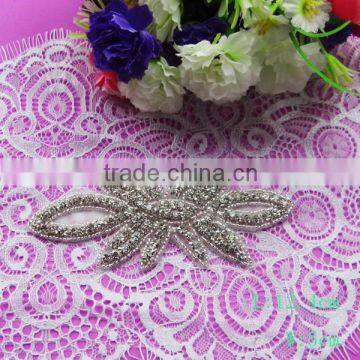 Embroidered Guipure Wholesale accessories silver flower shape crystal rhinestone appliques