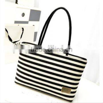 Fashion Women Canvas Stripes Tote Shoulder Messenger Lady Handbag