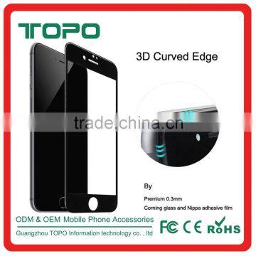 for iphone7 plus 3D curved full size Full cover black white 9H tempered glass screen protector