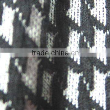 Polyester viscose (tr) spandex black and white jacquard two tone jacquard fabric for high fashion womens clothing