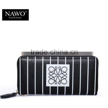 Stripe Pattern Zippered Women Leather Hand Purse Manufacturer photo-6