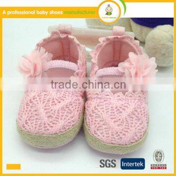 hot sale high quality lovely flower knitting cloth baby girl dress shoes