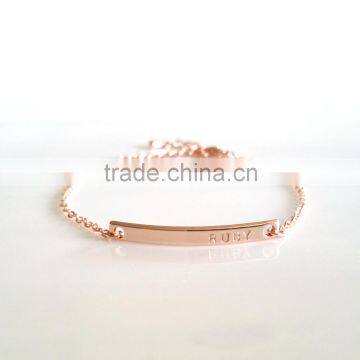 Cheap steel custom engraved personalized bracelet in rose gold