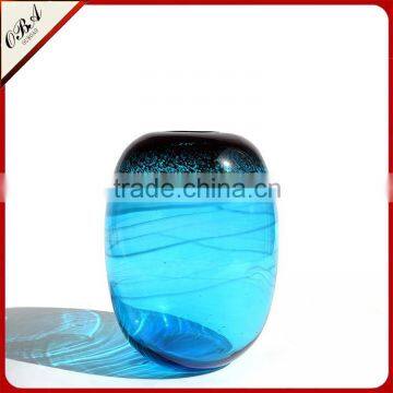 Mouth Blowing Sea Blue Color A Set Of Art Mediterranean Style Glass Vase For Centerpieces Wedding photo-5