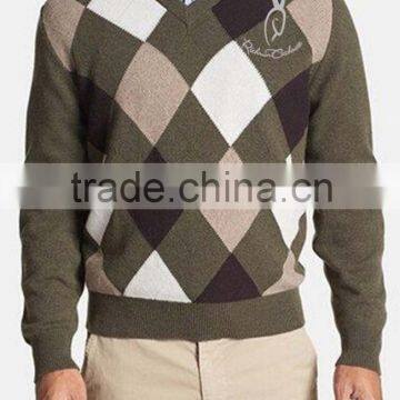 OEM Service Diamond Pattern Classic Design Men Cashmere Sweater