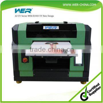 Best sale a3 WER E2000UV ,uv glass printer digital flatbed printer for phone case pen and USB printing machine