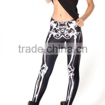 2015 newest High-Waisted leggings for women,Cool printed Mechanical Bones Black Leggings