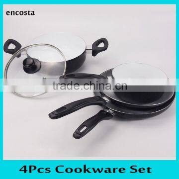 5Pcs Black Cooking Pot Ceramic Non-Stick Coating Aluminum Cookware Set