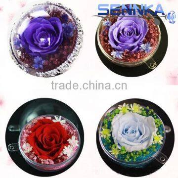 Handmade Red Preserved Rose Baymax Keychain 100% All Natural Preserved Flower