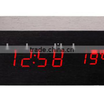 factory price digital led wooden Desk clock with alarm