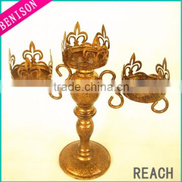 3 arm wedding gold candelabra centerpieces on sale