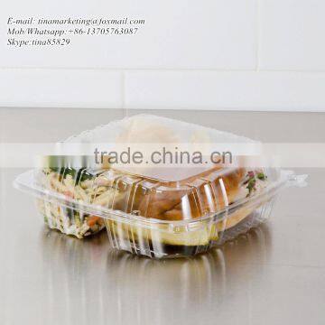 Clear Hinged BOPS Plastic Food Service Box Multi Compartment Clamshell Food Container photo-4