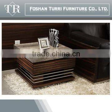 Unique Design Natural Travertine Wooden Coffee Table Set photo-2