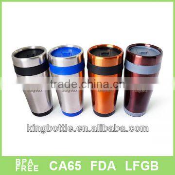 16oz double wall hot selling stainless steel coffee mugs with color coating