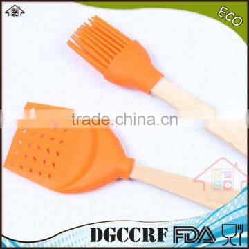 NBRSC High Quality Silicon Cooking Shovel and Silicone Brush Set With Wooden Handle photo-2