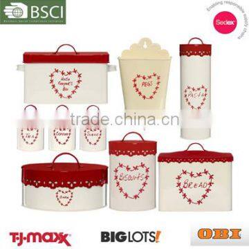 Red Cream colorful kitchen canister set