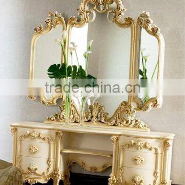 New Arrival Elegant Classic French Rococo Floral Painted Golden Vanity Dressing Table for Noble House BF12-05254b photo-4