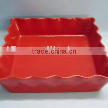 2012 fashion style scalloped margin square ceramic baking dish