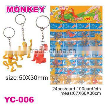 Plastic Rubber Animal Keychain Toys/Monkey Keychains