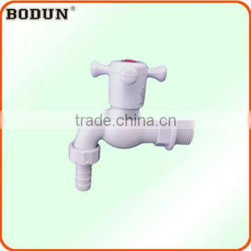 C3004 Cross shaped white pvc plastic bibcock/shower faucet with mouth