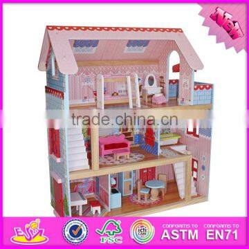 2017 New Products Lovely Children Wooden Dollhouse Kits W06A100 photo-6
