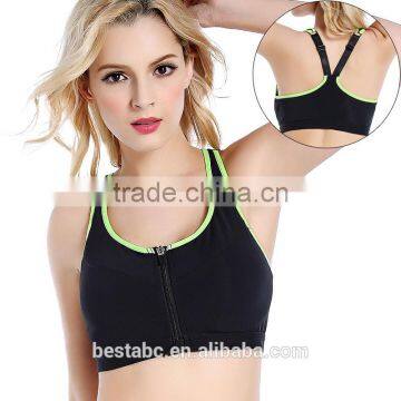 Women's Hight Support Workout Active Plunge Front Fastening Zipper Sports Bra photo-4