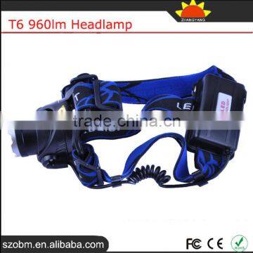 T6 960lm 3 Mode Powerful Led Headlamp Wholesale Rechargable Head Flashlight photo-5