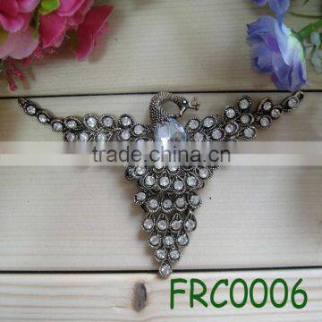 Rhinestone metal peacock shoes buckle/accessory women shoes