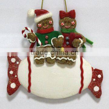 Personalized Glitter Gingerbread Sitting on Sweet Christmas Ornaments