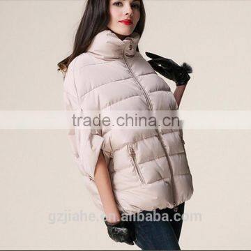 New Fashion Short bat sleeve down jacket high neck keep warm women overcoat