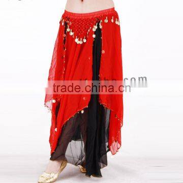 HOT SELLING sexy stage dance wear,wavy chiffon hot belly dance arabic sexy dance long skirt