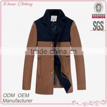 2015 fashion jackets front open with buttons contrast navy jackets