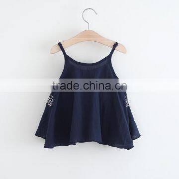 2017 Kids Summer Clothing Girls Cotton Double Layer Shirt With Paghetti Strap photo-4