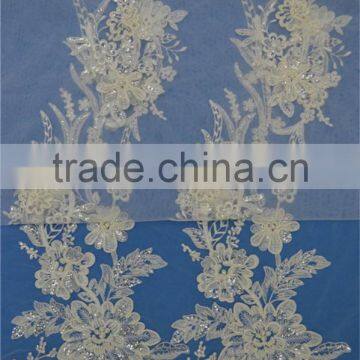 Cheap price pearls sequin beaded import lace fabric for wedding dress