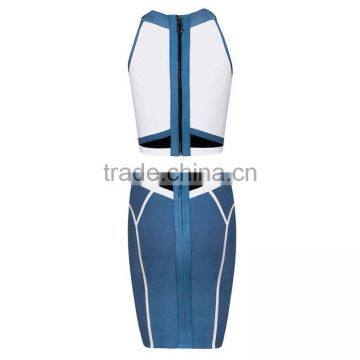 2015 New Arrival Celebrity Sleeveless Blue Keyhole Bandage Dress Cocktail Party Celebrity-inspired Dresses photo-3