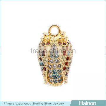 charm 18k gold beads with zircon sterling silver material accessory