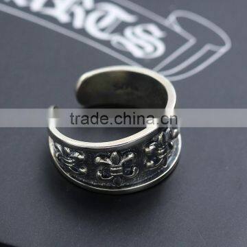 Personalized Cool Punk Jewelry Adjustbale Sterling Silver Flower Ring for Man photo-3
