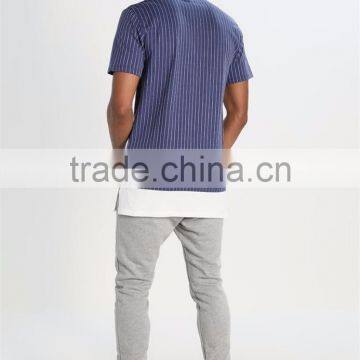 MGOO New Launched Streetwear Cool Fit T-shirt Mens Vertical Stripe Longline T Shirts photo-2